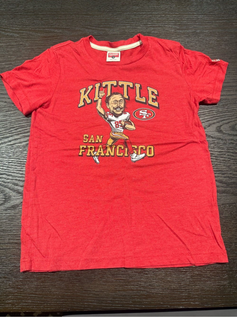 HOMAGE Red San Francisco Kittle Kids Graphic Tee